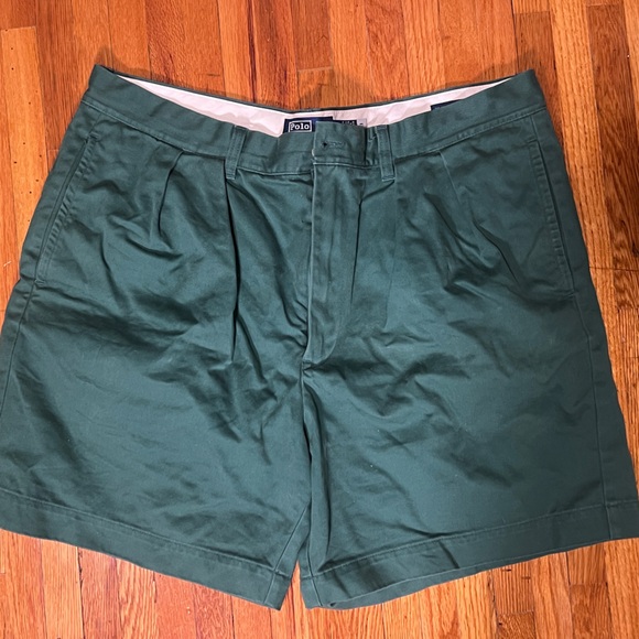 Polo Ralph Lauren Pleated Greent shorts -38 - Picture 2 of 12